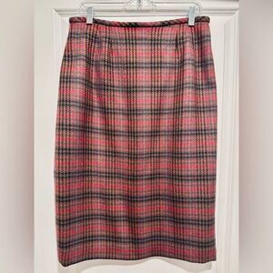 Vintage Brown Multicolor‎ Wool Pencil Skirt